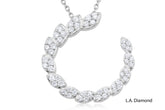 14K White Gold Diamond Flare Loop Pendant Necklace